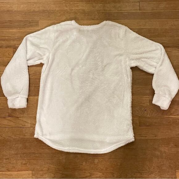 Women’s white fleece casual wear crewneck top size L B3 - Picture 3 of 3